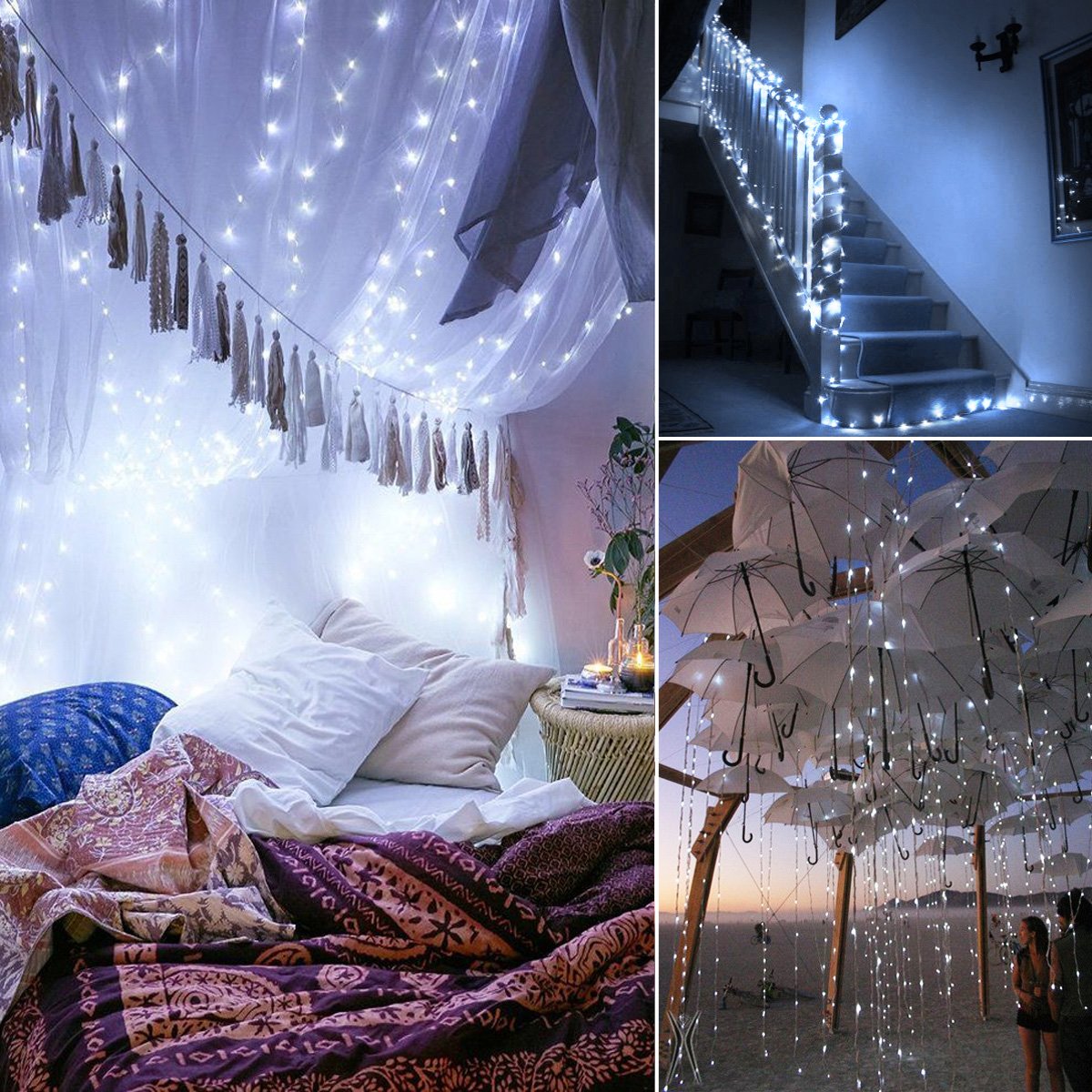AMIR Upgraded 39Ft 120 LED Solar String Lights Outdoor - 8 Modes Copper Wire Fairy Lights, Waterproof Solar Powered Decorative Lights for Garden, Yard, Party, Wedding & Christmas Decorations (White) - Perfect for Patio, Backyard, Pergola and Holiday Lighting
