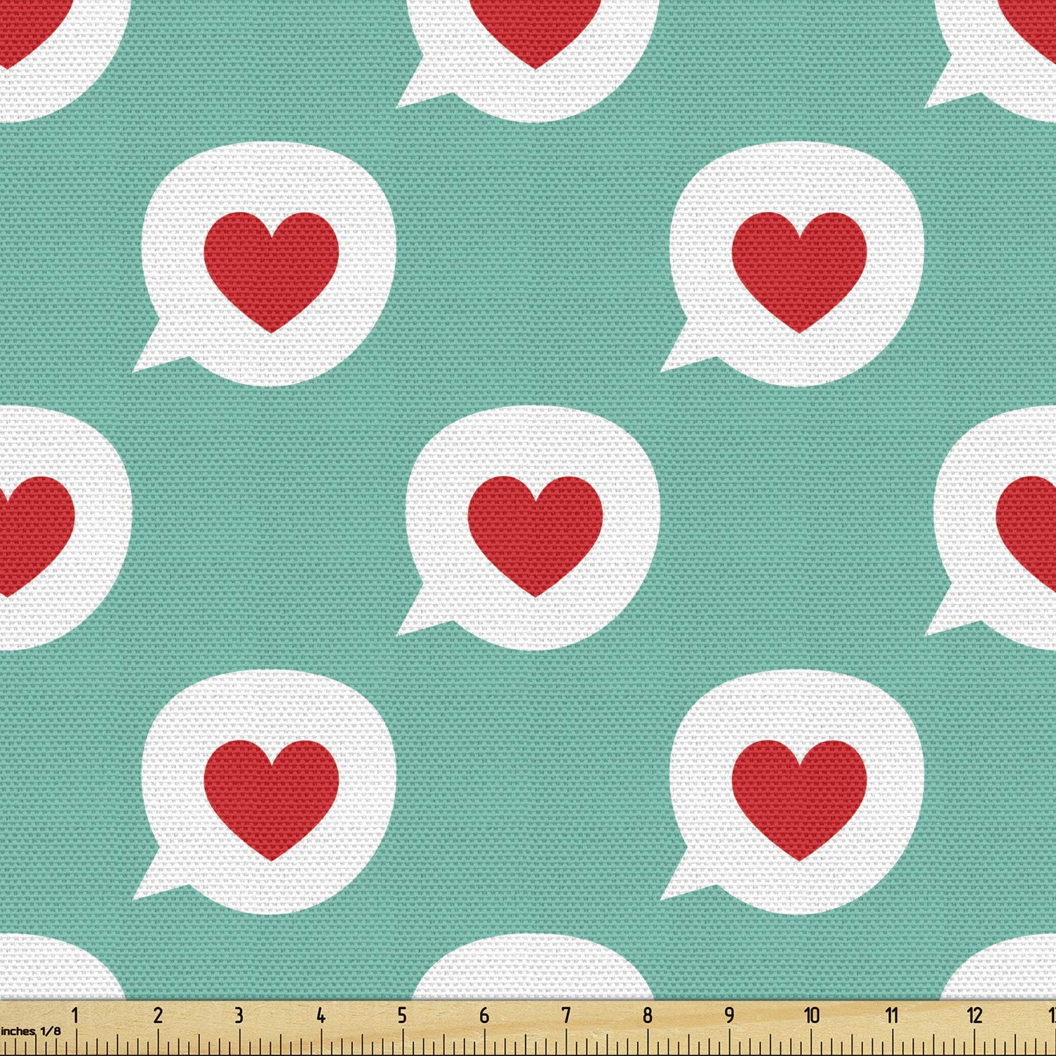 Ambesonne Love Fabric by The Yard - Romantic Heart-Shaped Speech Bubble Print Fashion Art Fabric for Upholstery, DIY Crafts & Home Decor (5 Yards, Multicolor) | Perfect for Throw Pillows, Curtains & Quilting Projects