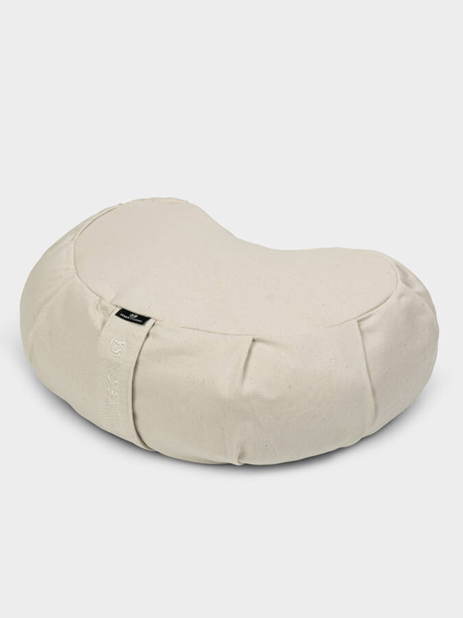 Organic Buckwheat Zafu Meditation Cushion - Crescent Shape Yoga Pillow for Meditation, Yoga & Zen Practice - Perfect for Home Studio, Yoga Class & Mindfulness Retreats