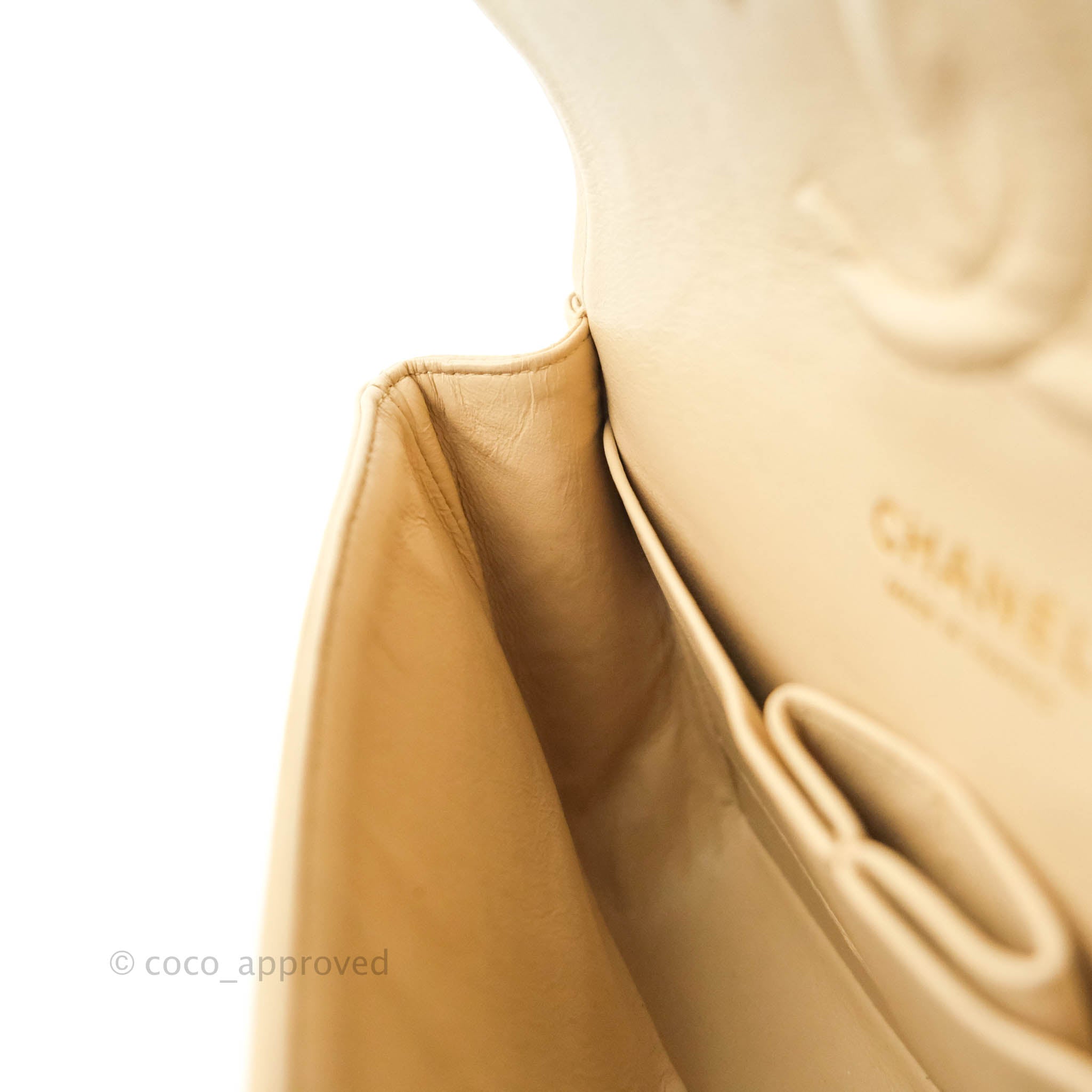 Chanel Classic Medium Double Flap Bag in Beige Caviar Leather with Gold Hardware - Luxury Designer Handbag for Women, Perfect for Work, Evening Events & Special Occasions