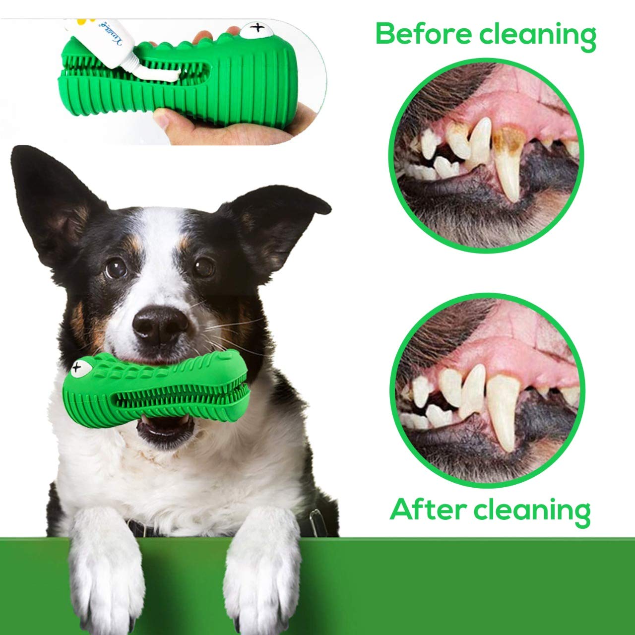Durable Indestructible Dog Chew Toys for Aggressive Chewers - Alligator Shaped Rubber Chew Toy for Large, Medium & Small Breed Dogs - Teeth Cleaning & Squeaky Sound for Playtime - Perfect for Puppy Teething, Training & Interactive Play