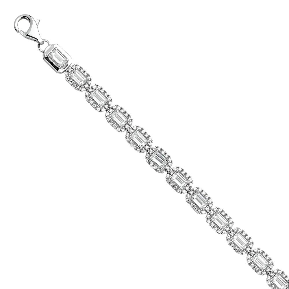 14K Solid Gold Bracelet for Women & Men | Swarovski Cubic Zirconia White Gold Bracelet | Real 14K Gold Jewelry | Perfect Christmas, Valentine's & Birthday Gift | Elegant Everyday Wear & Special Occasions