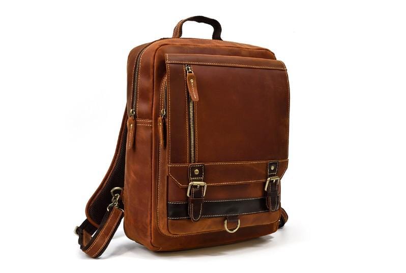 Premium Full Grain Leather Backpack for Women & Men - Durable Laptop Rucksack Purse - Perfect for Work, Travel & School