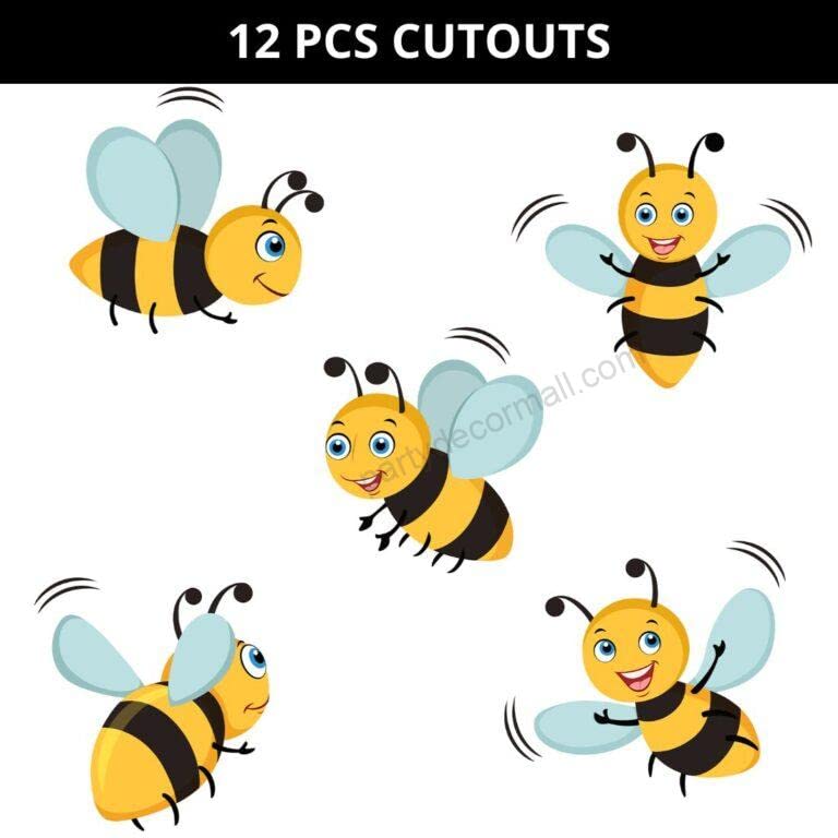 Honey Bee & Bumble Bee Theme Birthday Party Decorations - 12 Piece Cutout Set for Baby Shower, Kids Party, Spring Garden Theme Events