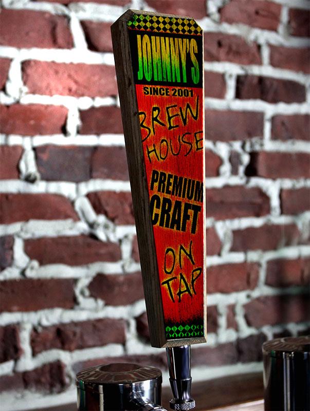 Brew House Red & Green Oak Wood Beer Tap Handles - Flared Shape for Home Bars, Pubs & Breweries - Durable & Stylish Draft Beer Dispenser Accessories