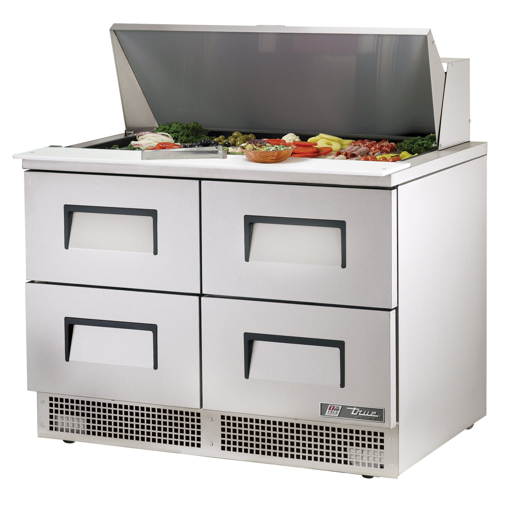 Commercial True 48 Sandwich & Salad 18 Pan Refrigerated Prep Table with 4 Drawers - Perfect for Delis, Restaurants & Catering Businesses - TFP 48 18M D 4