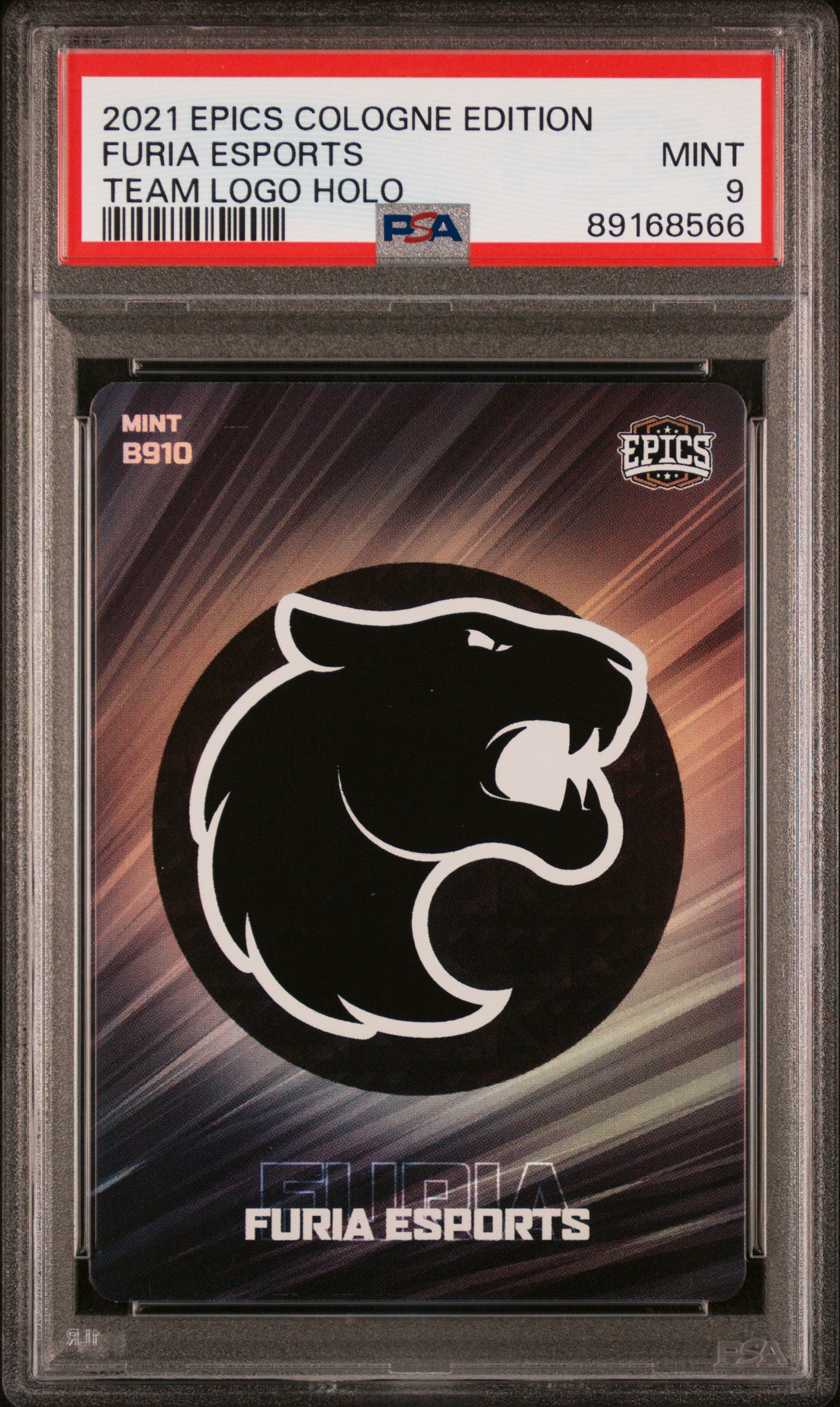 PSA 9 Graded Furia Esports #B910 Team Logo Holo Card - 2021 Epics Cologne Edition - Perfect for Esports Collectors & Gaming Memorabilia Displays