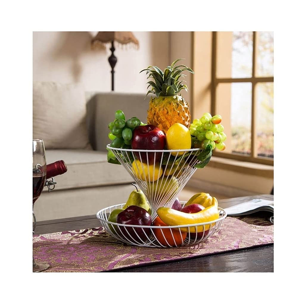 Creative Double-Layer Fruit Basket Bowl - Stylish White Fruit Serving Bowl for Home, Living Room & Coffee Table Decor | Perfect for Parties, Gifts & Kitchen Storage