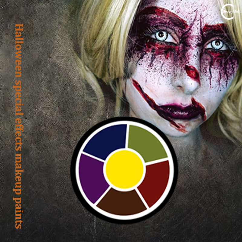 Vibrant 6-Color Oil Face Paint Palette - Red Totem for Halloween, Cosplay & Body Art - Safe & Non-Toxic Professional Makeup Kit for Parties & Festivals
