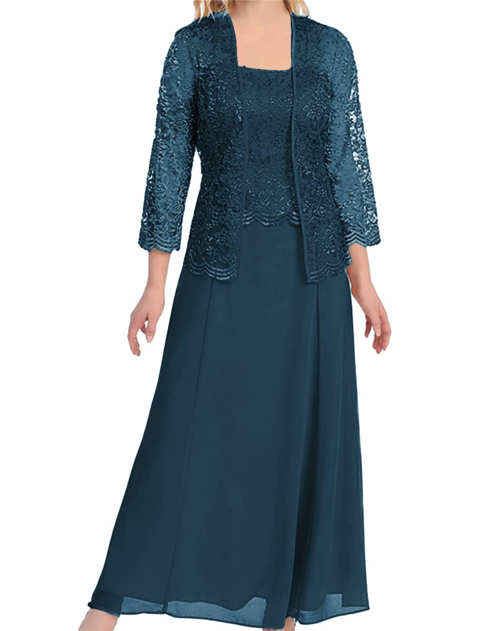 Elegant H.S.D Women's Lace Mother of The Bride Dress with Jacket - Formal Wedding Gown for Special Occasions, Church Ceremonies & Evening Parties