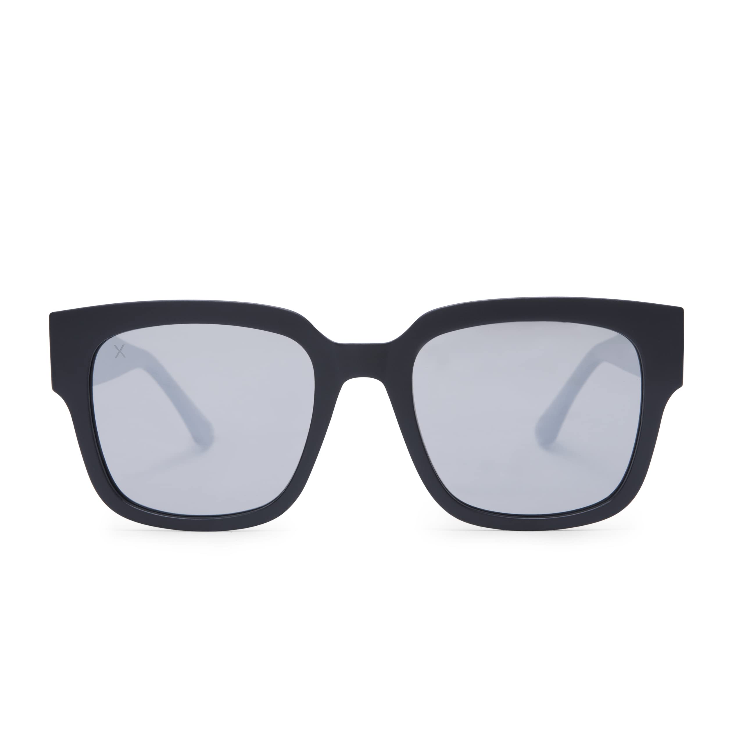 Dime Optics Brea Polarized Square Sunglasses for Women & Men - Matte Black + Grey Mirror - UV Protection, Fashion & Outdoor Activities