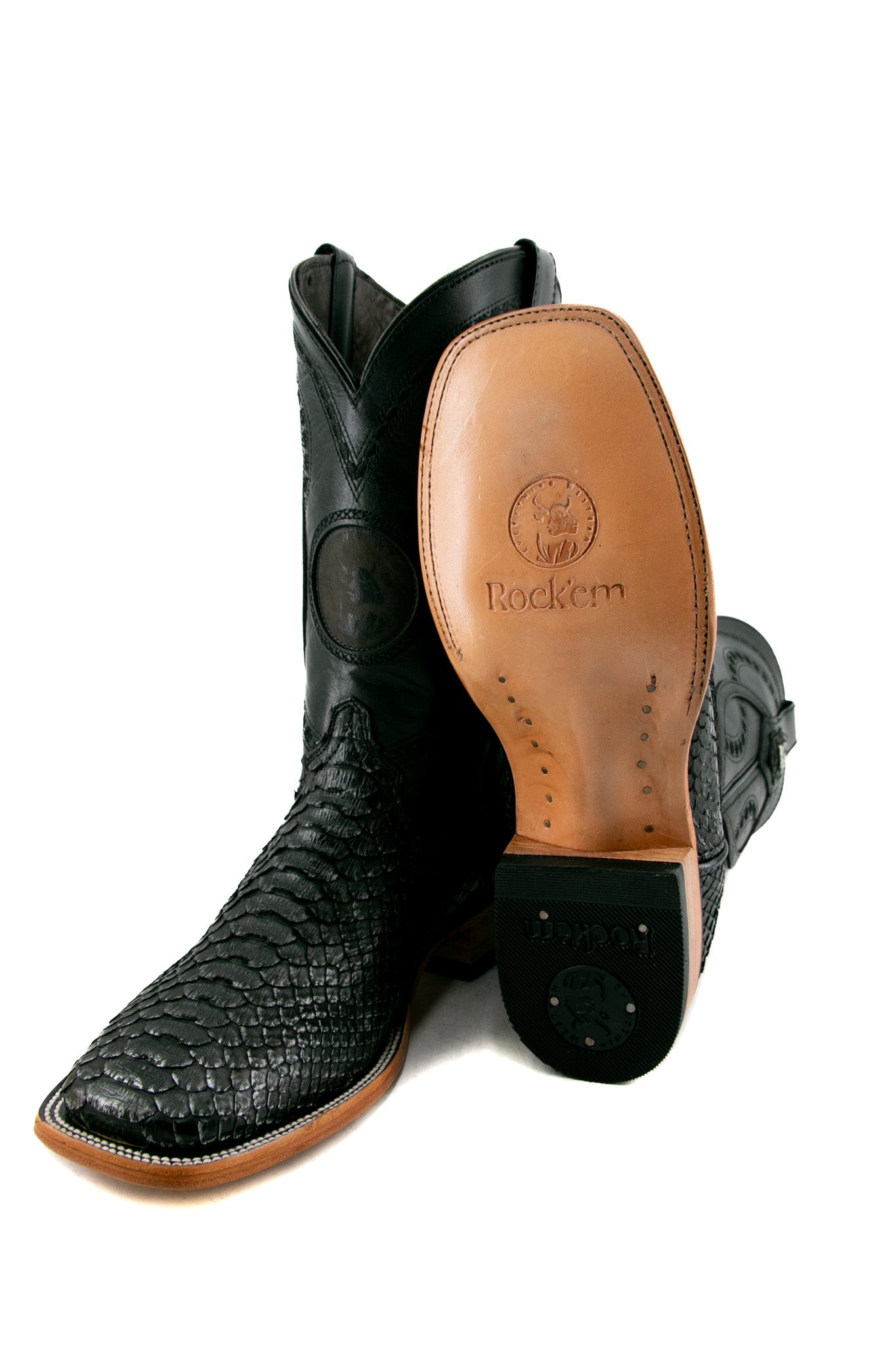 Exotic Python Square Toe Cowboy Boots for Men & Women - Western Style Fashion Boots for Rodeo, Country Music Festivals & Night Out