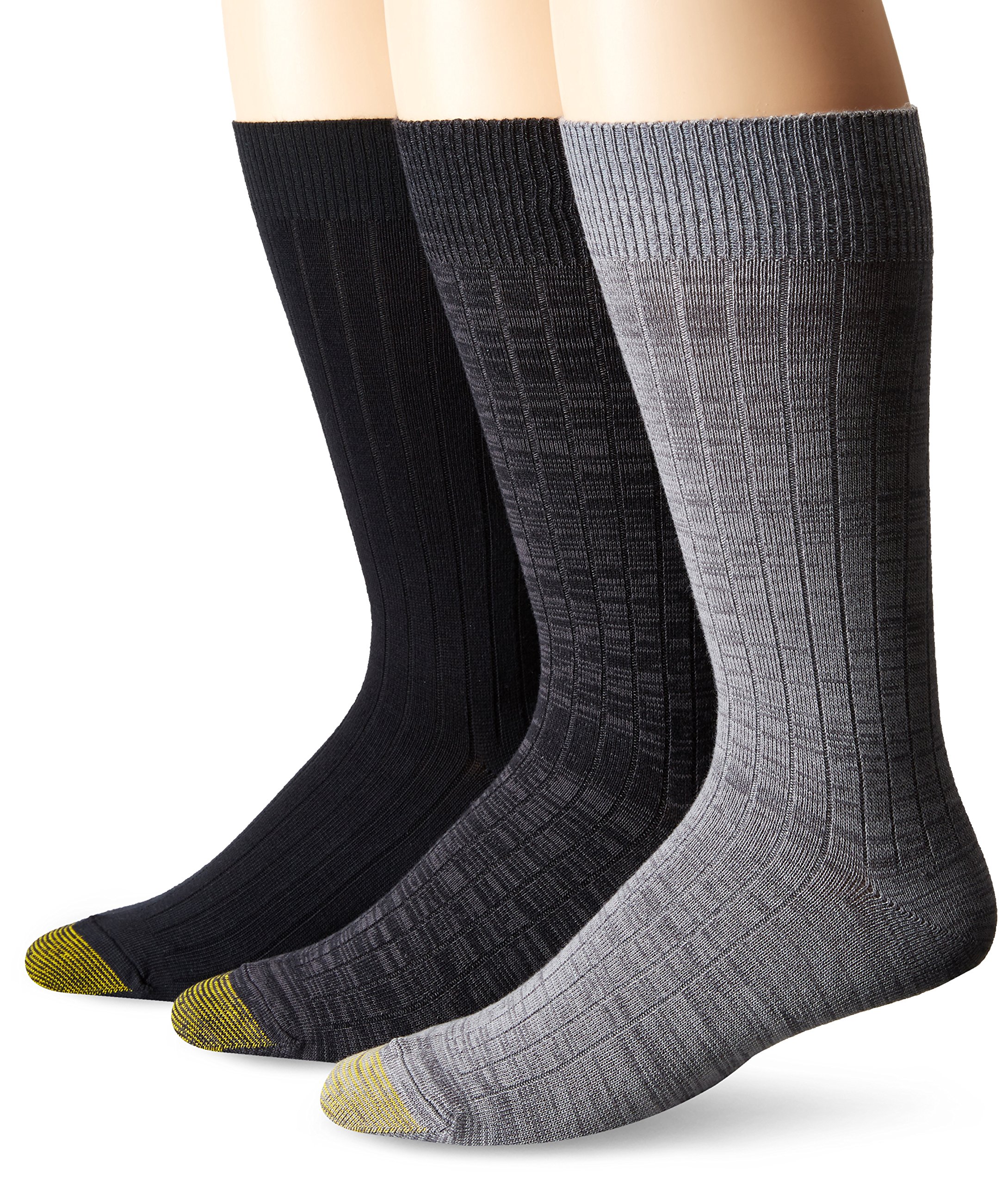 Gold Toe Men's Johnny Rib Crew Socks - 3 Pack Comfortable Cotton Casual Socks for Everyday Wear, Work & Outdoor Activities