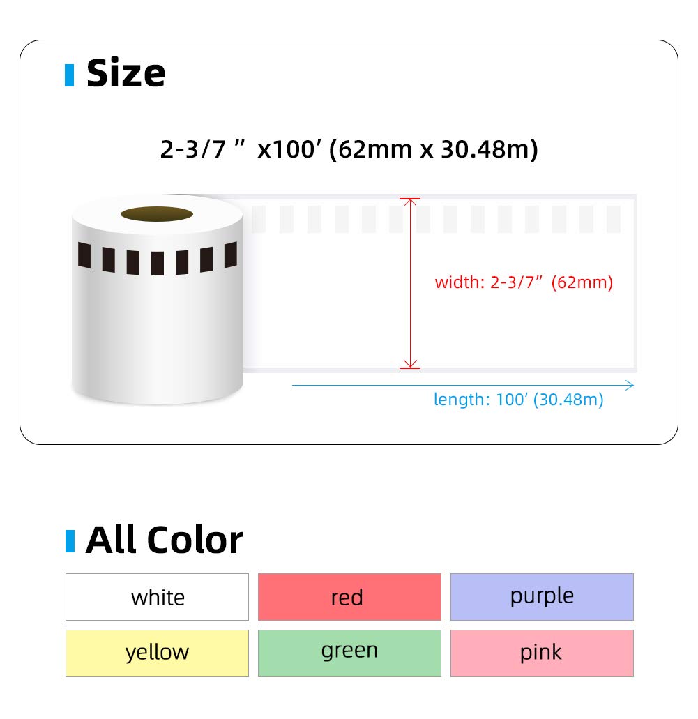 Orison DK-2205 Continuous White Labels - 62mm x 30.48m (2-3/7