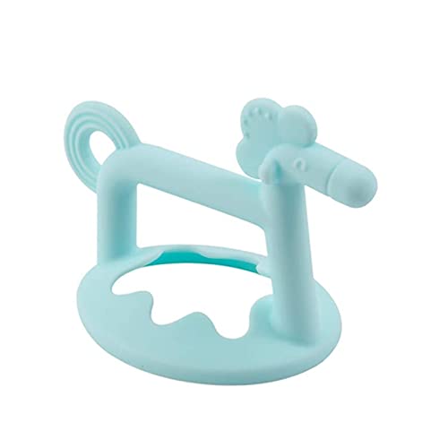 Organic Silicone Baby Teething Toys for Infants 0-6 Months - Soft Chewable Wrist Teether for Soothing Sore Gums, BPA-Free Handheld Molar Chew Toy for Toddlers (Blue) - Perfect for Home, Travel & Daycare Use