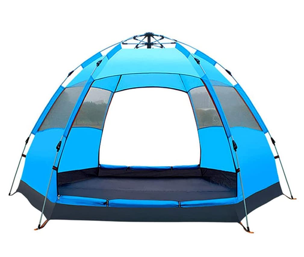 Automatic Opening Hexagonal Hydraulic Family Camping Tent for 4-6 People - Waterproof, UV-Resistant, Instant Setup for Outdoor Adventures, Backpacking & Beach Trips