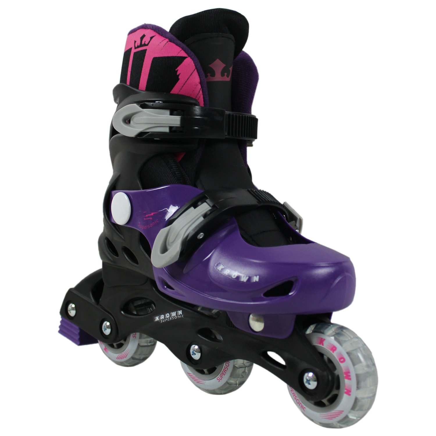 Krown Kids Adjustable Inline Skates for Boys & Girls - Youth Sizes 13-9 with Superspeed Wheels | Perfect for Outdoor Roller Skating, Backyard Fun & Birthday Gifts