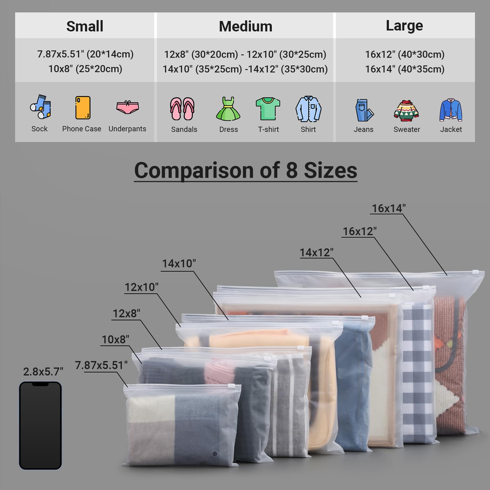 100Pcs 12x8 Inch Frosted Zipper Poly Bags - 3 Mil Thick Reclosable Plastic Mailing Bags with Air Holes | Durable Apparel Packaging for Clothing Shipping & Selling | Perfect for Online Stores, Boutique Garment Packaging & E-commerce Storage