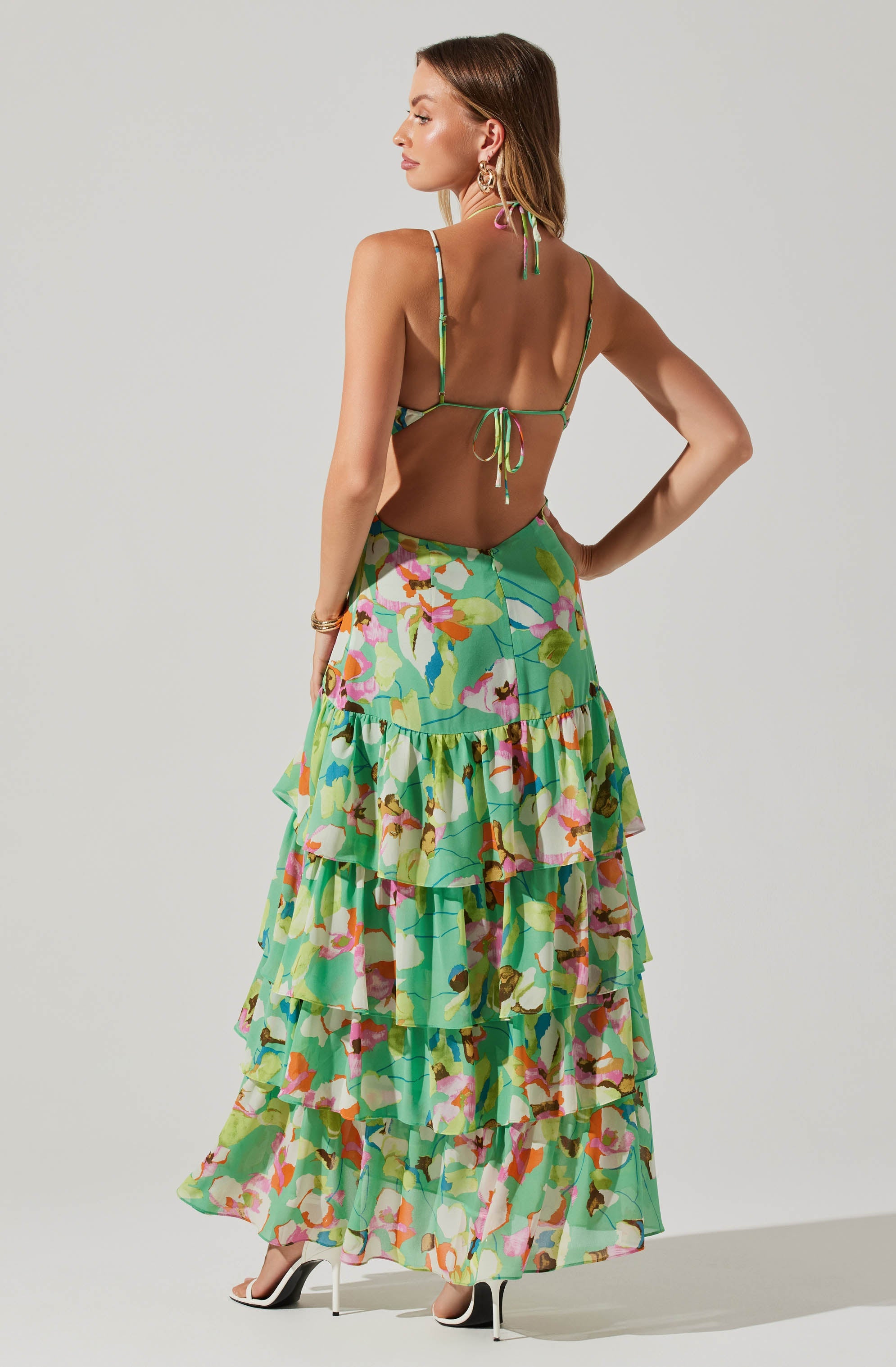Aneira Floral Tiered Maxi Dress - Women's Summer Boho Long Dress with Pockets | Perfect for Beach Vacations, Weddings & Date Nights