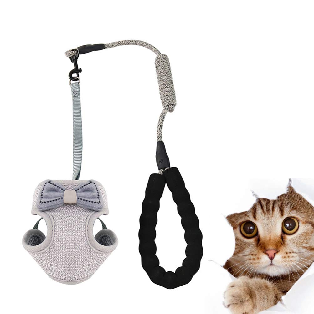 POPETPOP Adjustable Cat Harness Vest with Leash - Breathable Pet Traction Harness for Large Cats & Kittens - Durable Cat Collar & Rope for Walking, Outdoor Adventures & Training