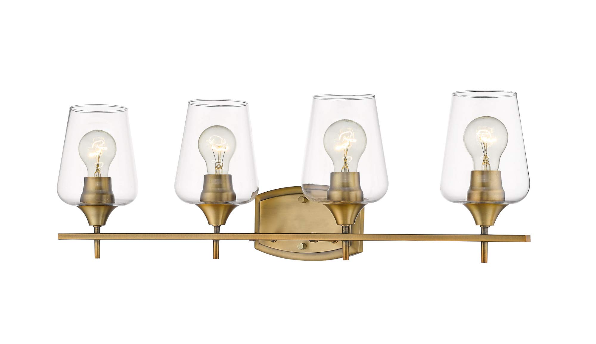 Z-Lite 4-Light Bathroom Vanity Light Fixture 473-4V-OBR, Clear Glass Shades - Perfect for Modern Bathroom, Powder Room & Dressing Area Lighting