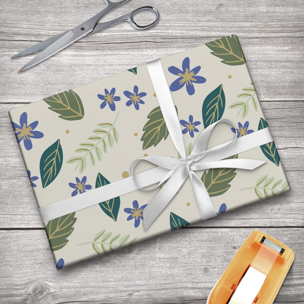 GRAPHICS & MORE Floral Leaf Gift Wrap Wrapping Paper Rolls - Perfect for Birthday, Wedding & Holiday Present Wrapping