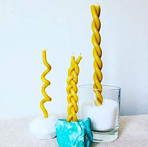 30 Natural 100% Pure Beeswax Taper Candles - 8 Inch Unscented Honey Aroma, Dripless & Smokeless Non-Toxic Candles for Romantic Dinners, Church, Weddings & Home Decor