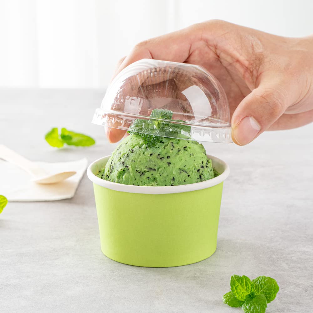 50 Pack Clear Plastic Dome Lids for 5oz Coppetta To-Go Cups - Disposable Dessert Cup Lids - Perfect for Ice Cream, Parfaits & Takeaway Desserts in Restaurants, Cafes & Bakeries