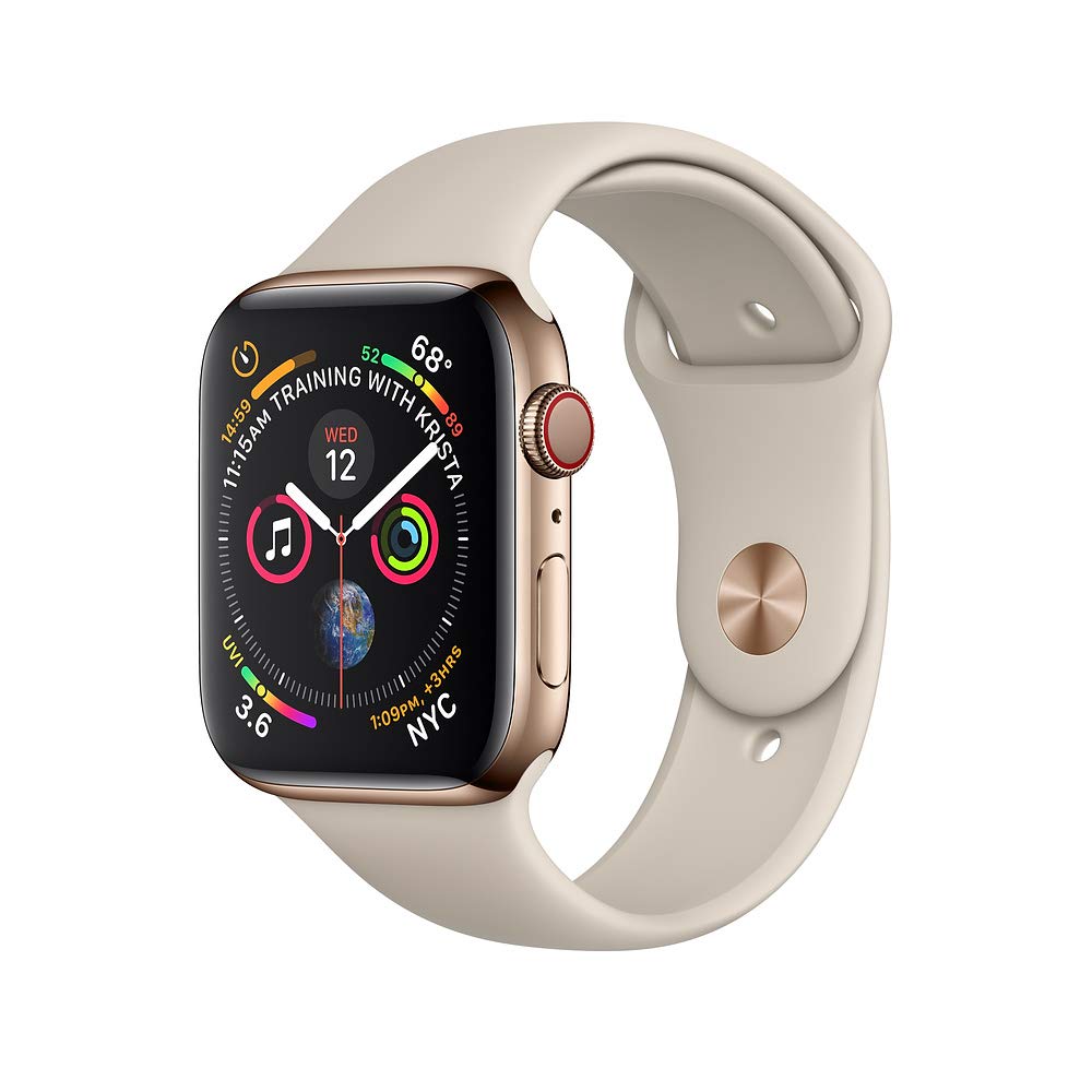Apple Watch Series 4 (GPS + Cellular, 40mm) - Gold Stainless Steel Case with Pink Sand Sport Band | Renewed Premium Smartwatch for Women | Fitness Tracking, Heart Rate Monitor & Water Resistant for Workouts & Swimming