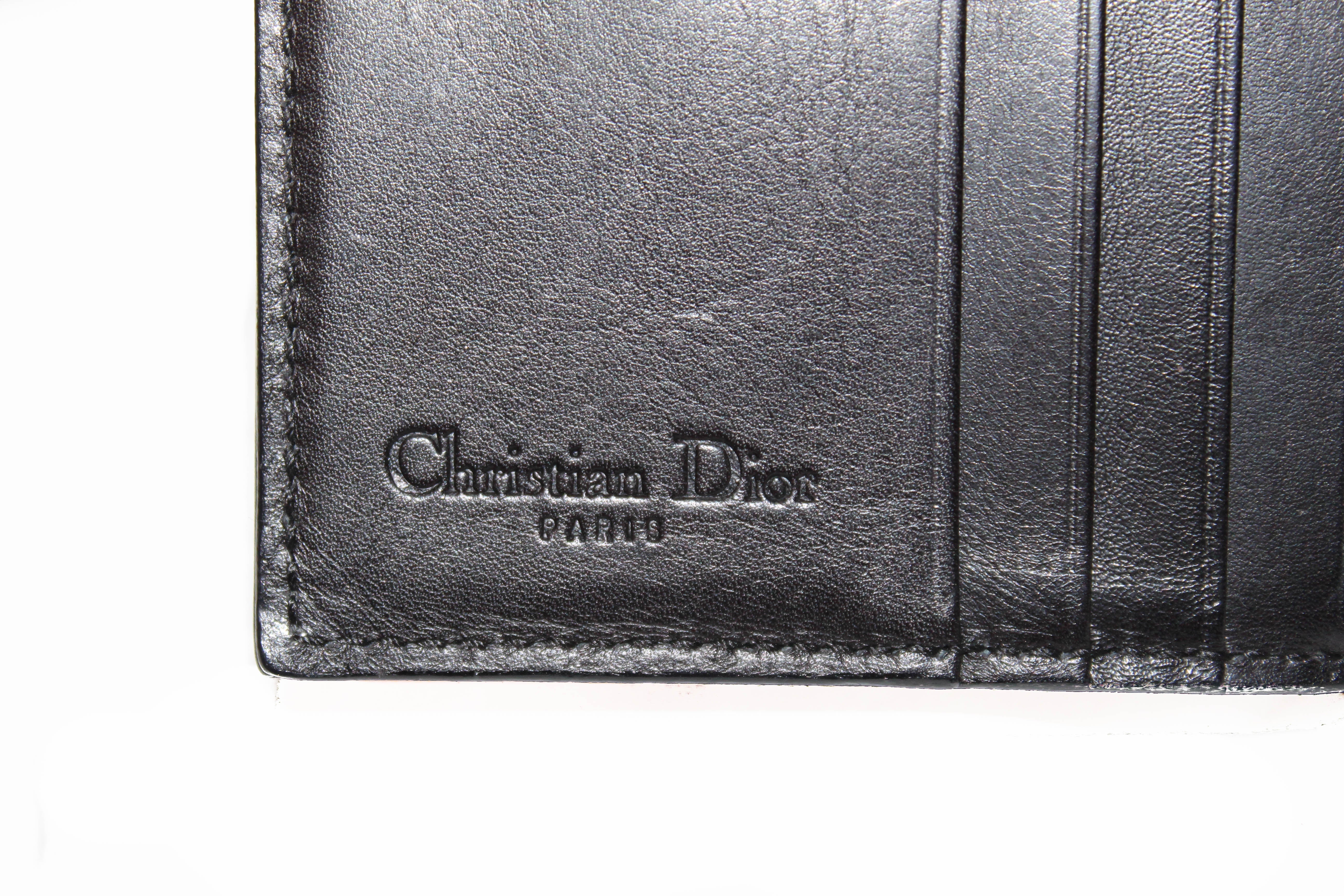 Authentic Christian Dior Black Suede & Lambskin Leather Small Wallet for Women | Luxury Designer Card Holder & Coin Purse | Perfect for Everyday Use, Gifts & Special Occasions