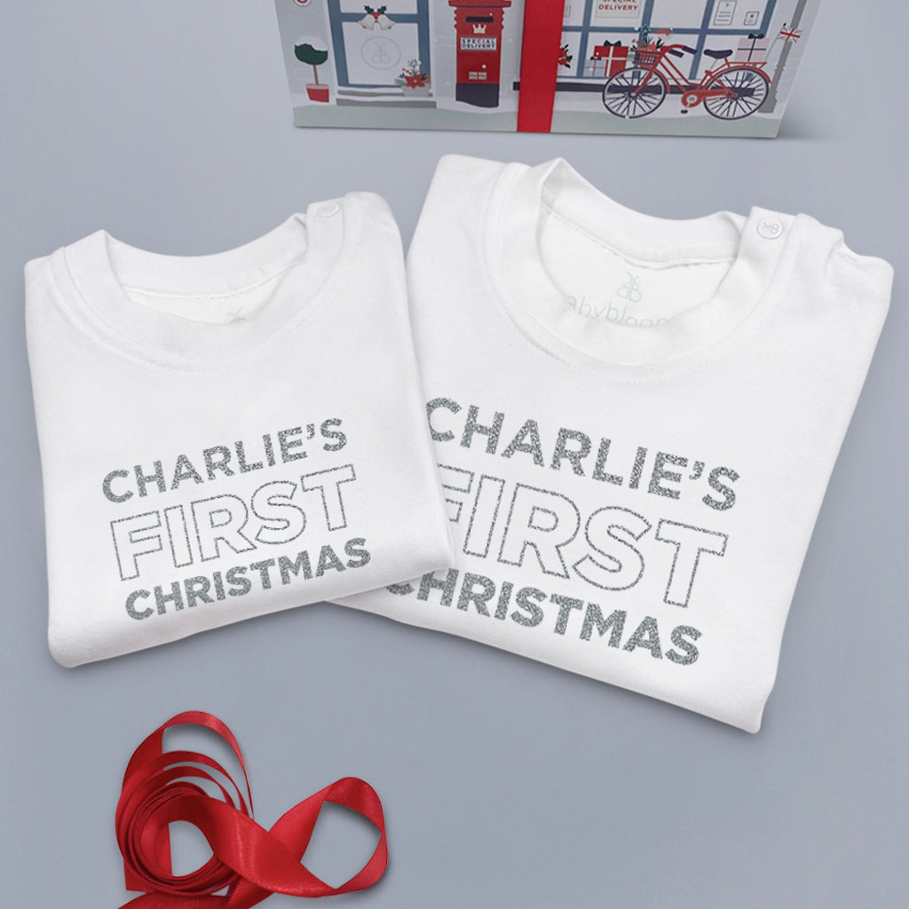 Personalized My First Christmas T-Shirt - Baby's First Holiday Outfit for Family Photos & Festive Celebrations