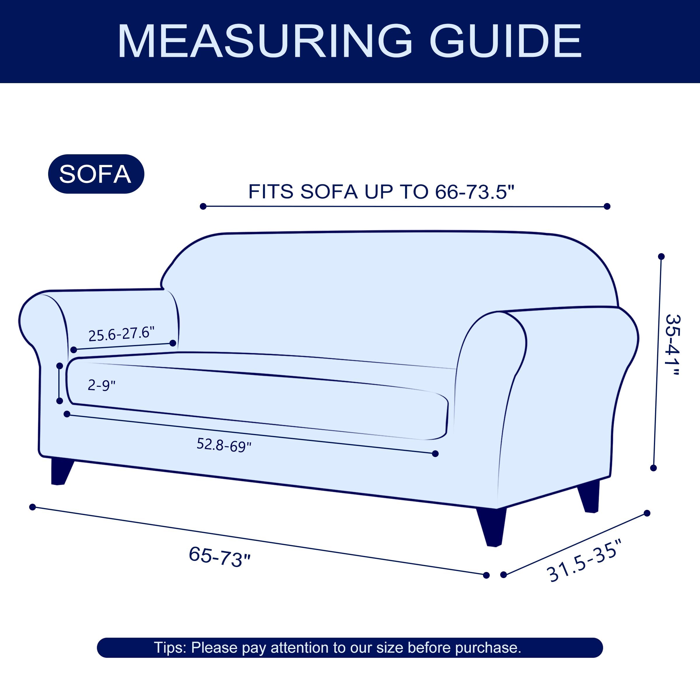 SUBRTEX Stretch Sofa Slipcover 2-Piece Set - Washable Jacquard Fabric Couch Cover for 3-Seater Sofa, Small Check Pattern (Ivory) | Perfect for Living Room Furniture Protection & Home Decor Upgrade