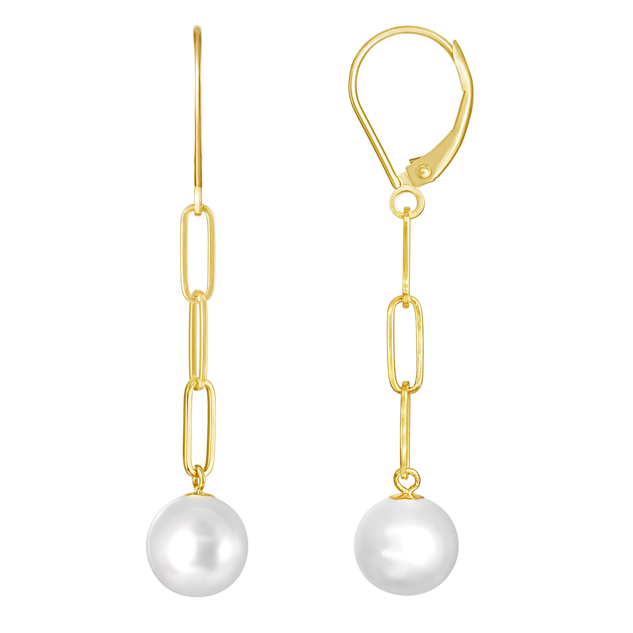 14K Gold White Pearl Drop Earrings for Women - Hypoallergenic Dangle Earrings, Perfect Gift for Wedding, Anniversary, Birthday & Graduation | Elegant Jewelry for Bridesmaids, Mother's Day & Special Occasions