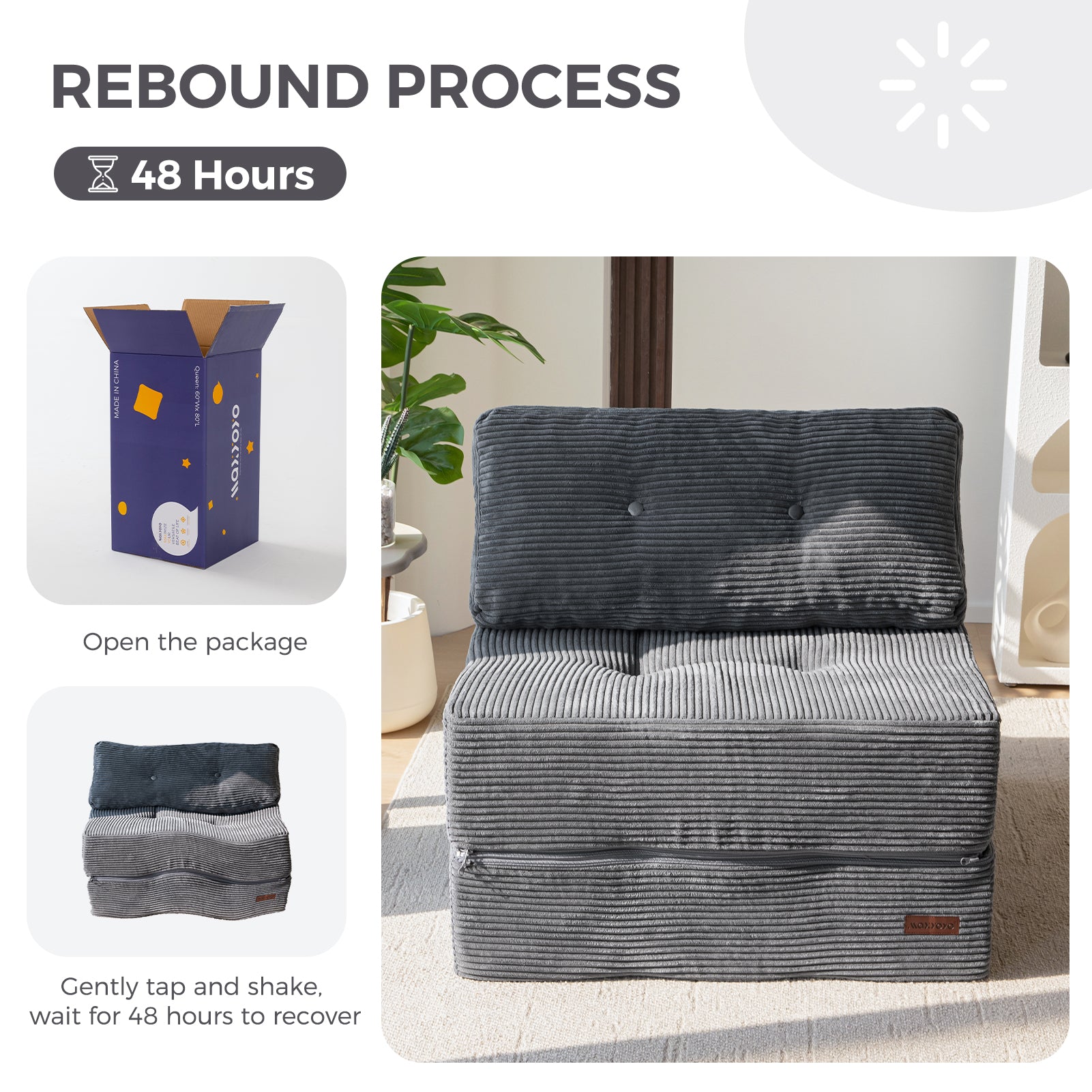 MAXYOYO Convertible Folding Sofa Bed with High-Density Support Foam - Dark Grey Sleeper Couch for Small Spaces, Living Room, Bedroom & Guest Room | Space-Saving Multi-Functional Furniture