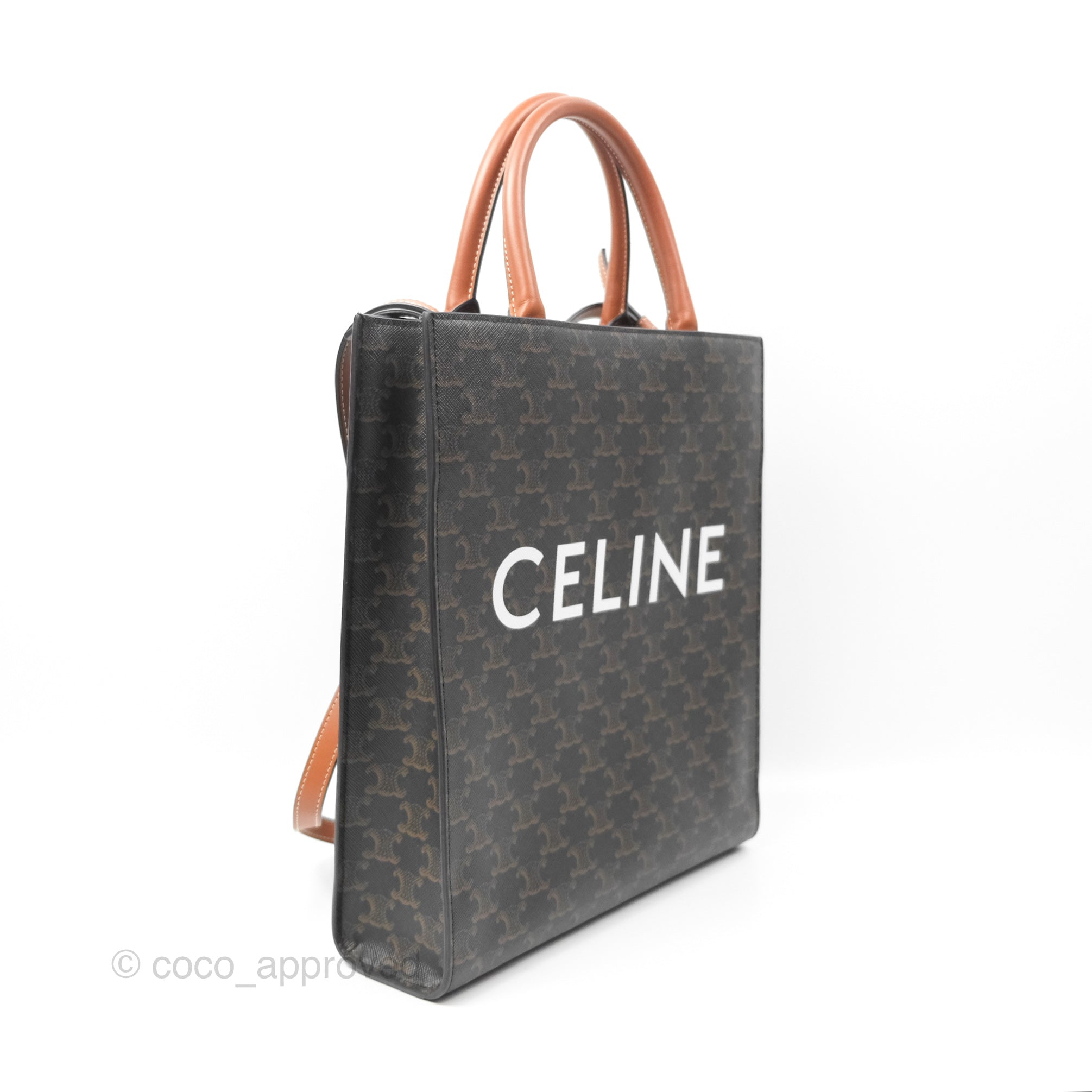 Celine Small Vertical Cabas Tote Bag in Triomphe Canvas - Tan Color | Luxury Designer Handbag for Women, Perfect for Work, Travel & Everyday Use
