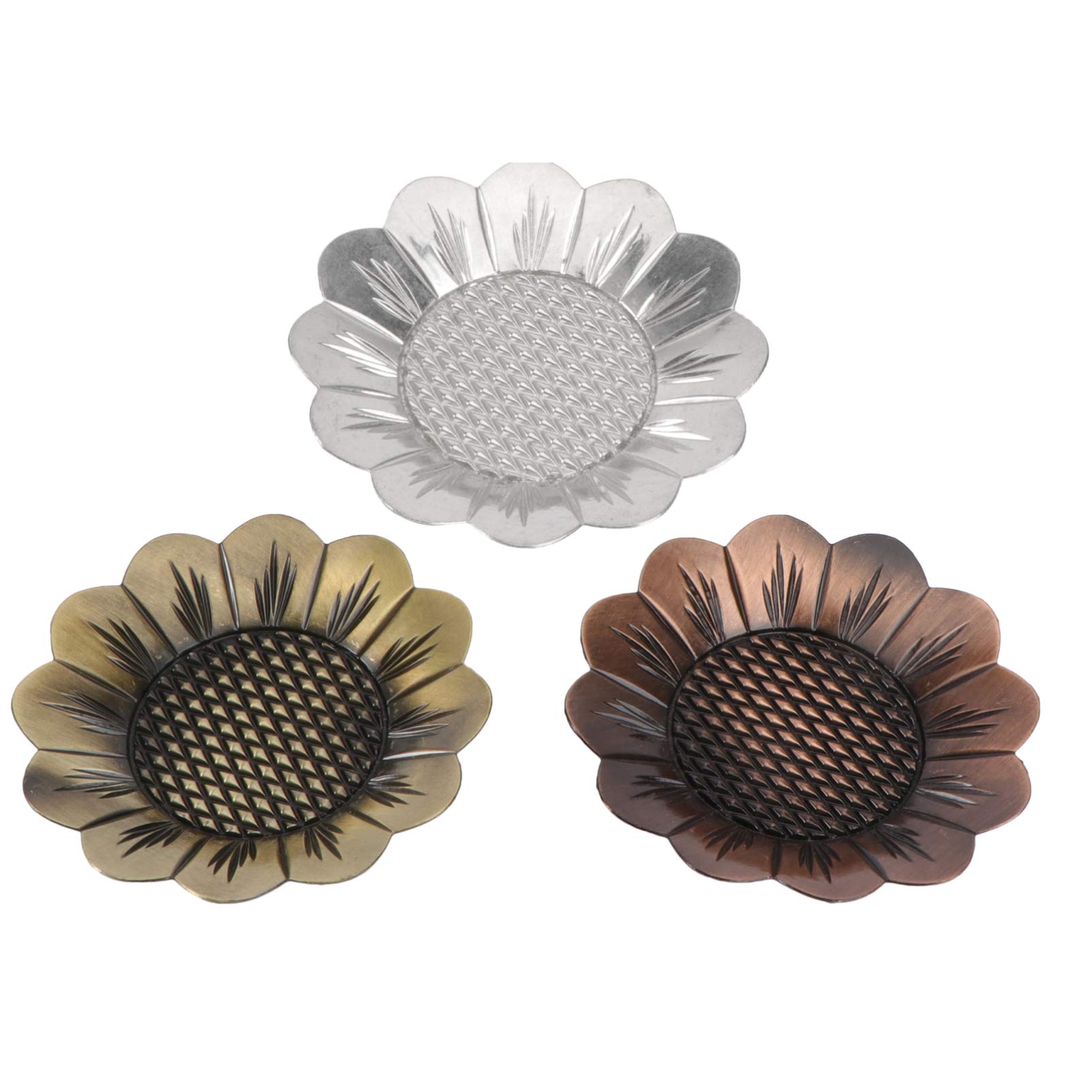 Amosfun 3-Piece Vintage Metal Serving Tray Set - Decorative Coasters, Candle Holders & Cup Mats for LED Wax Candles, Incense Cones - Random Color | Perfect for Dining Table Decor, Coffee Bar Accessories & Home Centerpieces
