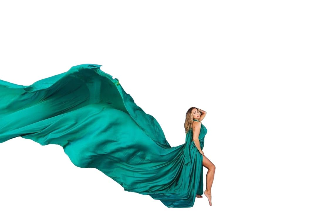 Infinity Maxi Dress with Long Train - Elegant Satin Flying Dress for Women | Photoshoot, Baby Shower & Santorini Vacation | Flowy Long Satin Dress for Special Occasions & Beach Weddings