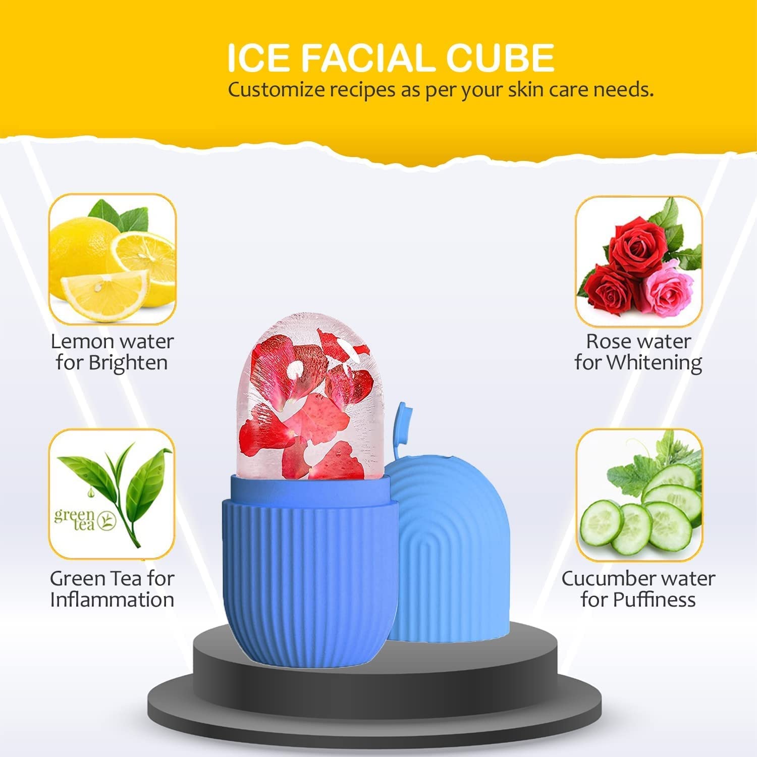 IRONMEX Ice Roller for Face, Eyes & Neck - Reduce Dark Circles, Puffiness & Dark Spots | Brighten Skin & Enhance Glow | Reusable Facial Treatment to Tighten & Tone Skin | Perfect for Morning Routine, Post-Workout Recovery & Spa-Like Skincare at Home