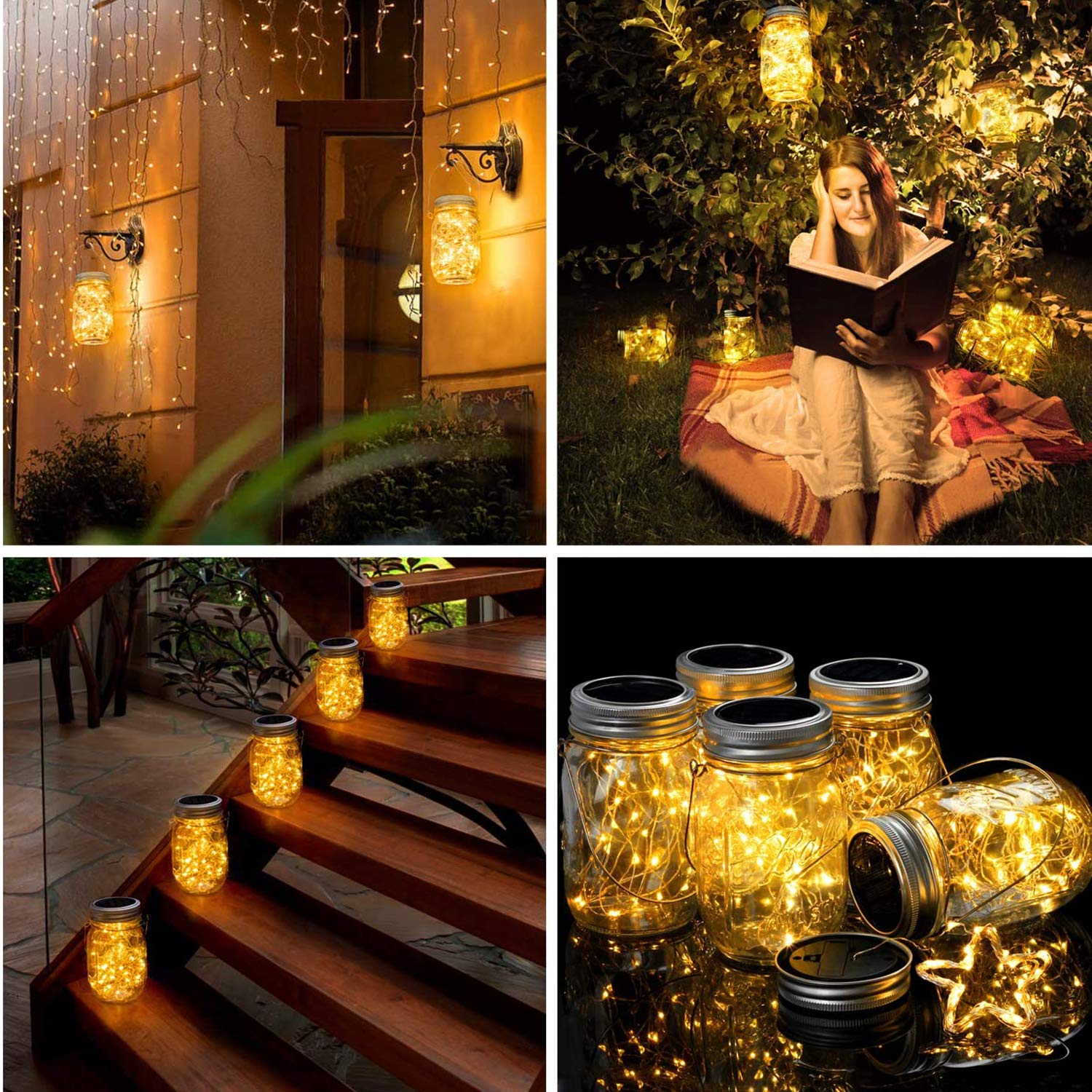Solar Mason Jar Lid Lights - 10 Pack 30 LED String Fairy Lights with Hangers for Mason Jar Decor | Waterproof Outdoor Solar Lanterns for Patio, Garden, Wedding, Party & Table Decoration (Jars Not Included)