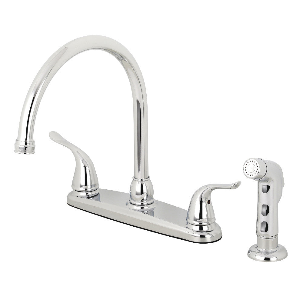Kingston Brass KB791YLSP Yosemite 8 Inch Centerset Kitchen Faucet with Pull Down Sprayer - Perfect for Modern Farmhouse & Rustic Style Kitchens