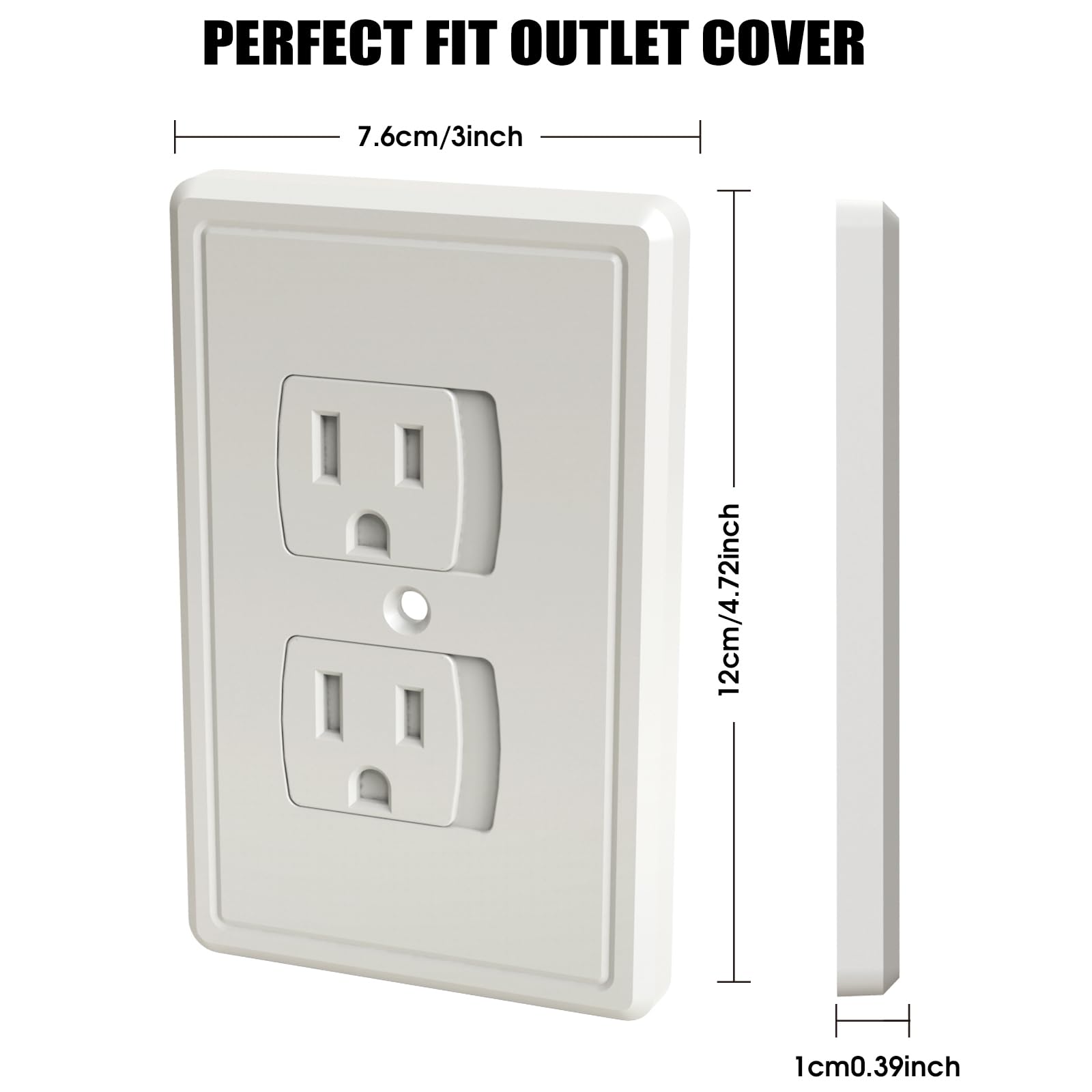 2 Pack Self-Closing Baby Proof Outlet Covers - White Safety Plugs for Center Screw Electrical Outlets | Childproof Home Protection for Nursery, Living Room & Kitchen