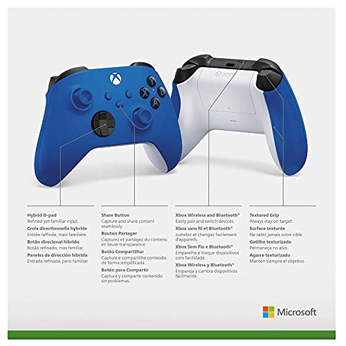 Microsoft QAU-00001 Xbox Wireless Controller Shock Blue Bundle with Wireless Controller for Xbox Series X/S - Electric Volt | Premium Gaming Accessories for Xbox Consoles | Perfect for Competitive Gaming & Family Entertainment