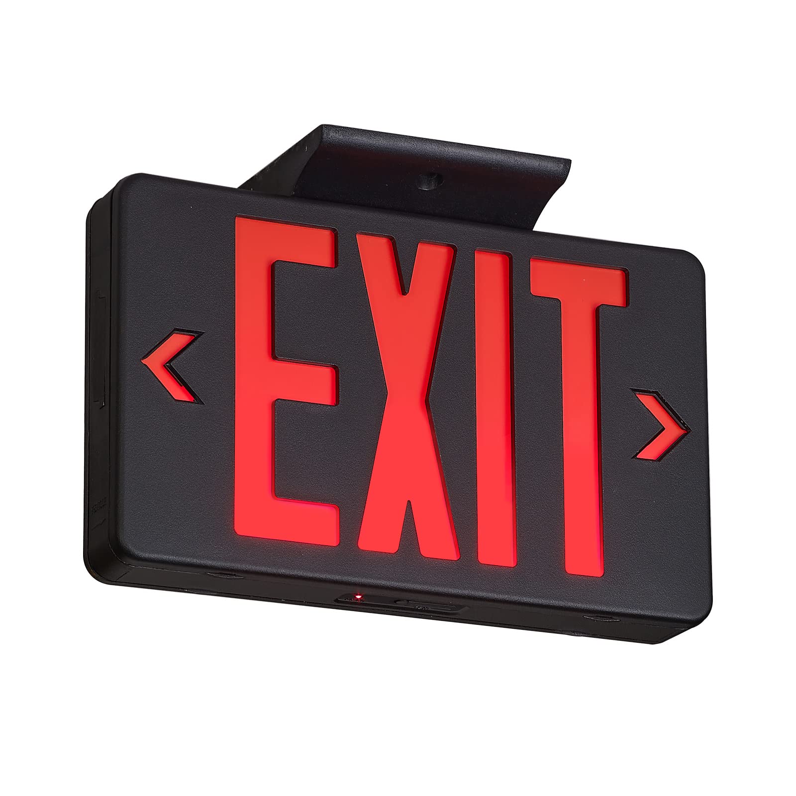 TANLUX Red LED Exit Sign with Black Housing - UL Listed Emergency Exit Light with Battery Backup, AC 120/277V - Commercial Grade for Offices, Warehouses & Public Buildings (1 Pack)