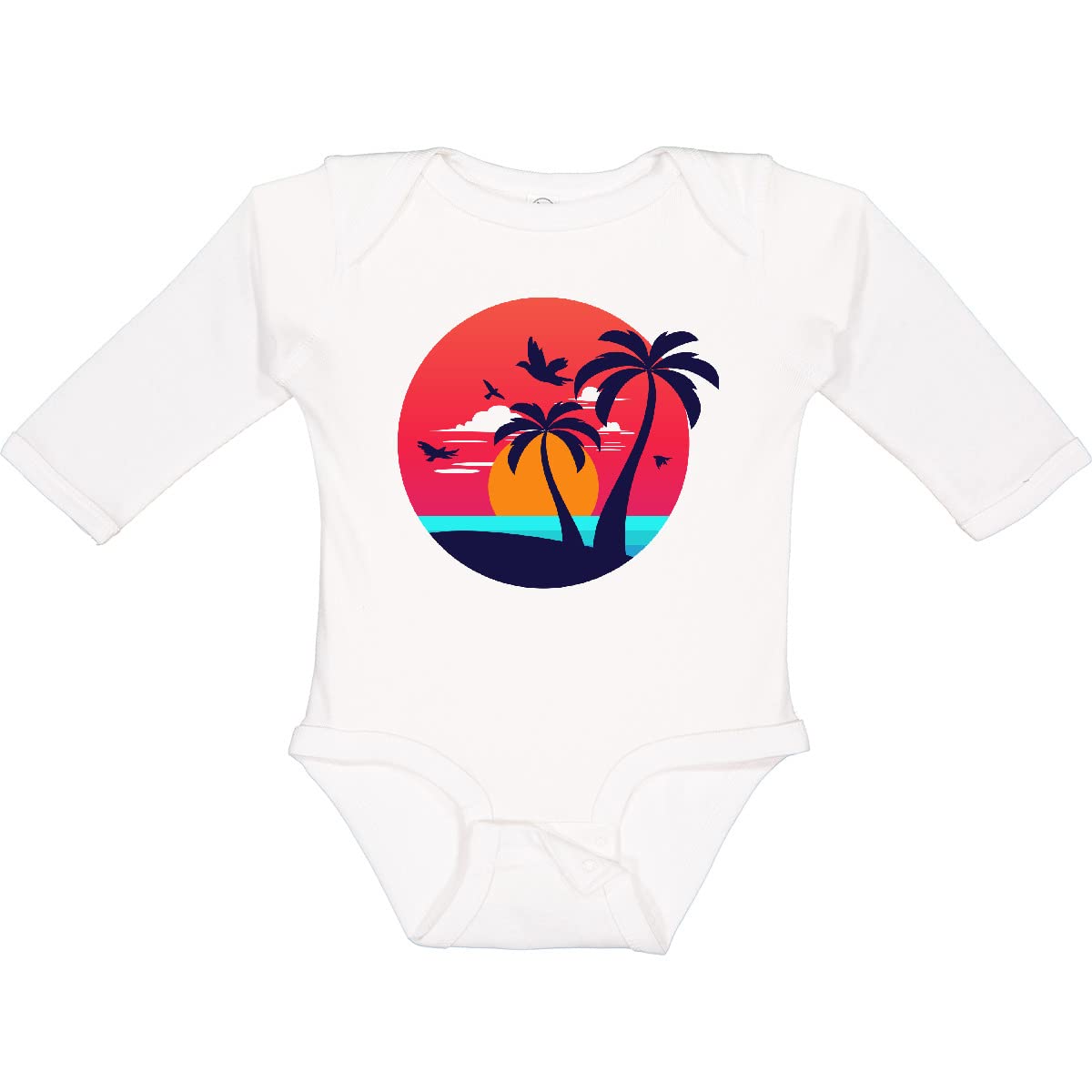 Inktastic Beach Sunset Long Sleeve Baby Bodysuit - Soft Cotton Creeper for Newborns & Infants - Perfect for Beach Outings, Family Photos & Cozy Loungewear