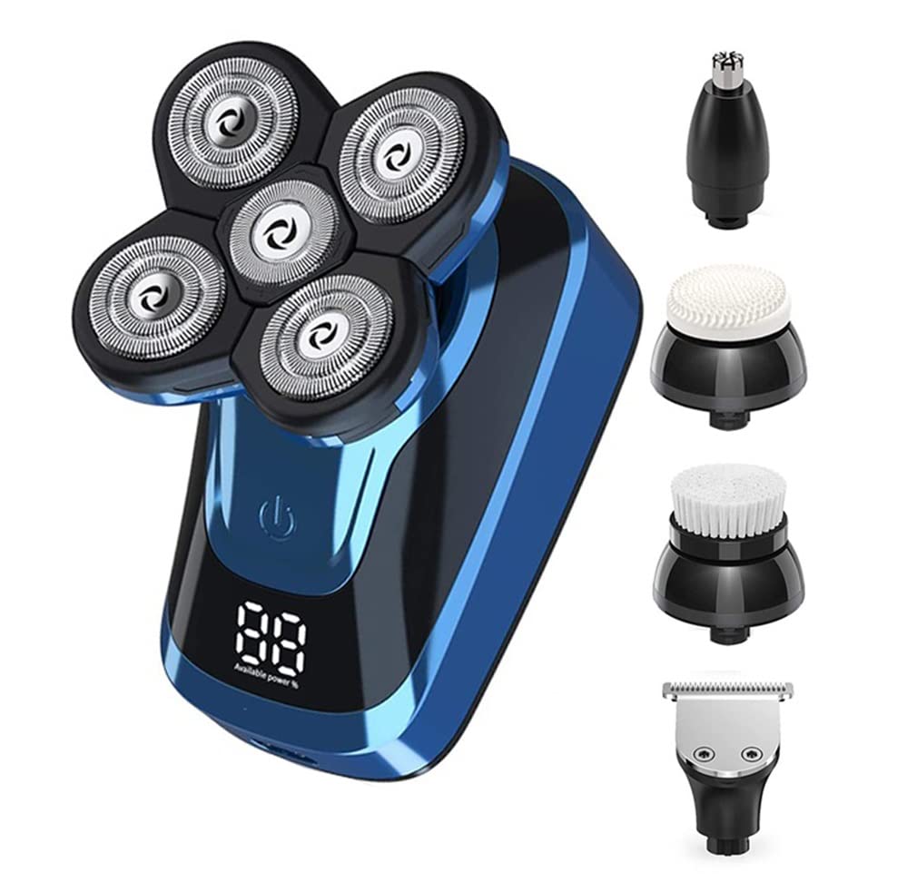 5-in-1 Electric Razor for Men - Rechargeable Wet & Dry Shaver with Rotary Blades | Beard Trimmer, Body Groomer & Bald Head Shaver Kit | Perfect for Travel, Gym & Daily Grooming
