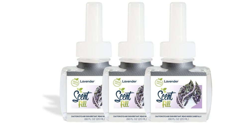 100% Natural Lavender Plug-in Air Freshener Refills - 3 Pack | Compatible with Air Wick® Scented Oil Warmers | Long-Lasting Aroma for Home, Office & Bathroom Relaxation