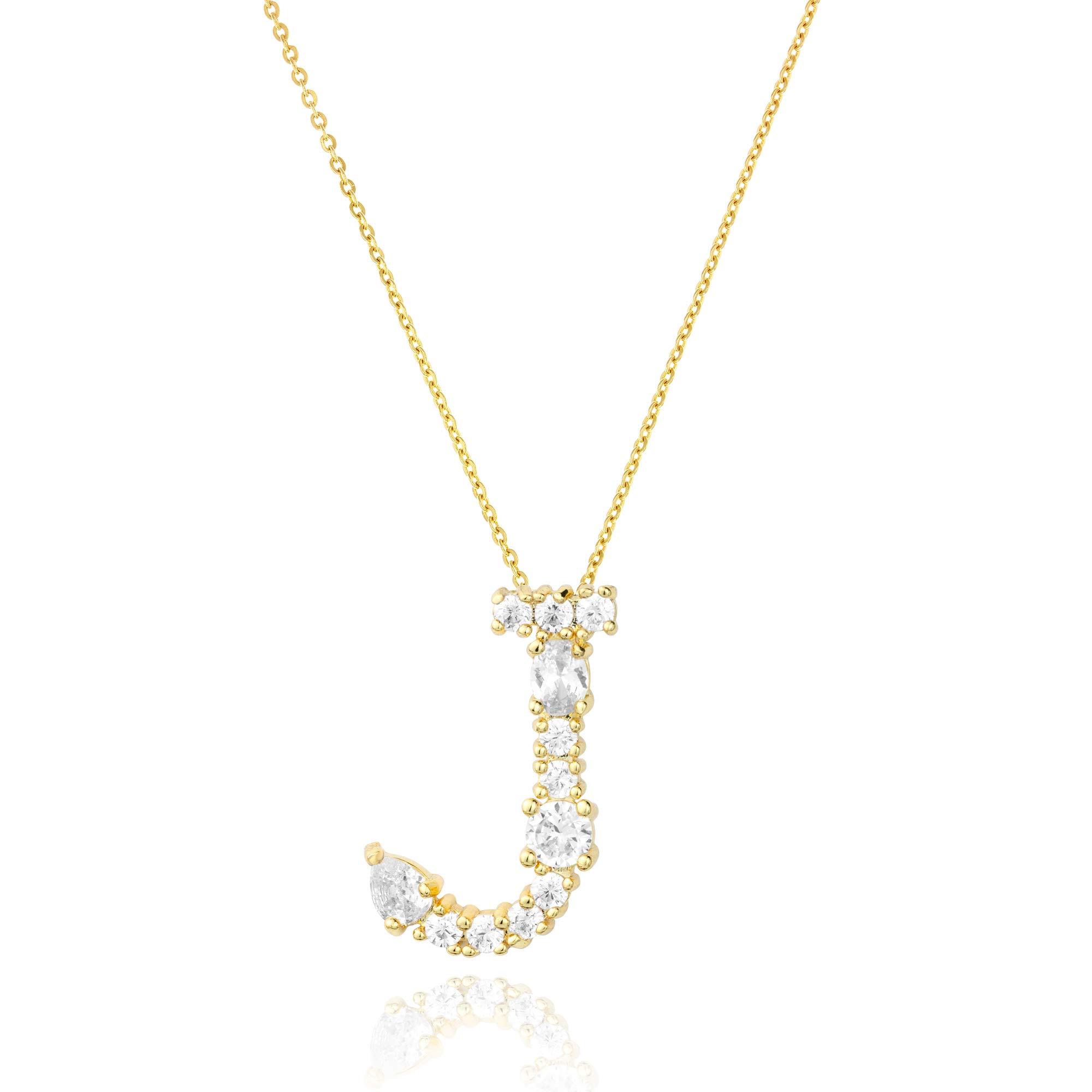 LAVLA Cubic Zirconia Initial Necklace for Women - 18K Gold Plated Dainty Letter Pendant with Colorful Crystals | Personalized Jewelry Gift for Her | Perfect for Birthdays, Anniversaries and Special Occasions