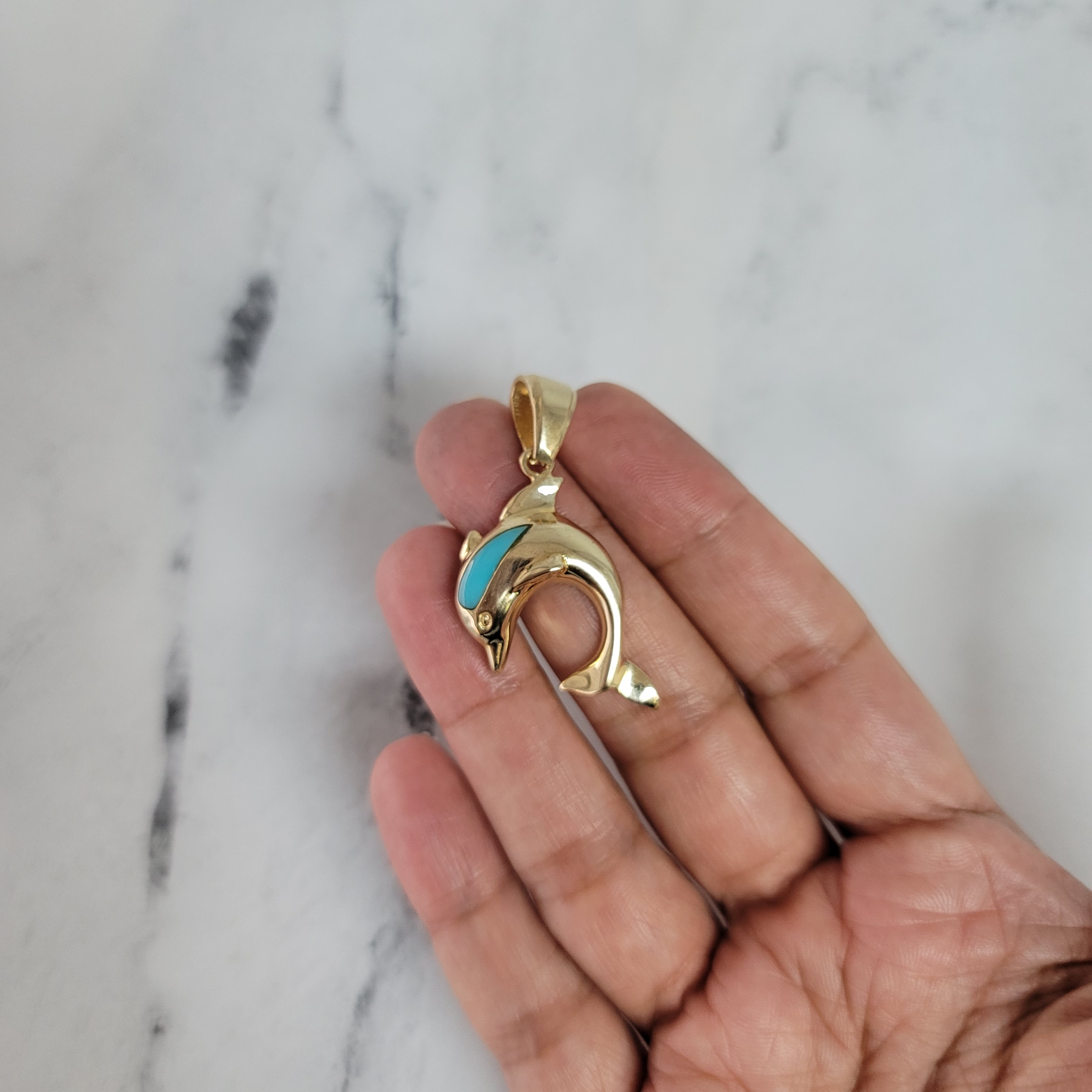 Turquoise Polished Dolphin Pendant Necklace - Handmade Jewelry for Women, Boho Beach Style Accessory - Perfect for Summer Outfits, Vacations & Gift Giving
