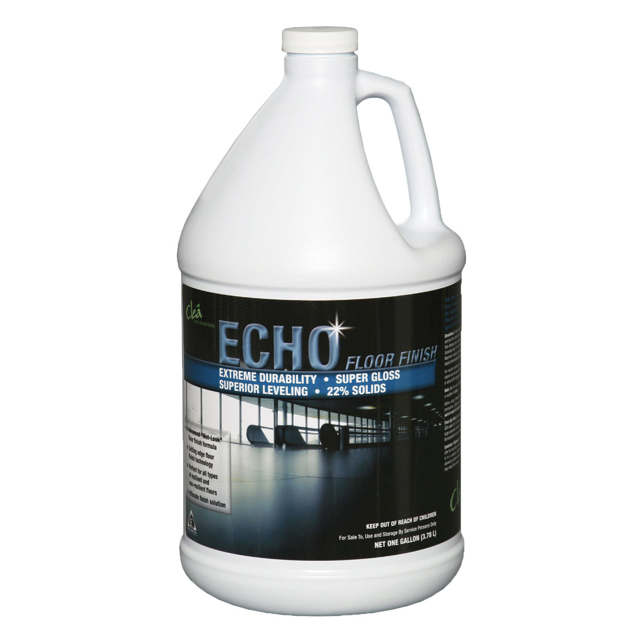 Clea Echo High-Gloss Floor Finish – 1 Gallon (4/Case) – Durable Shine for Hardwood, Tile & Laminate Floors – Ideal for Homes, Offices & Commercial Spaces