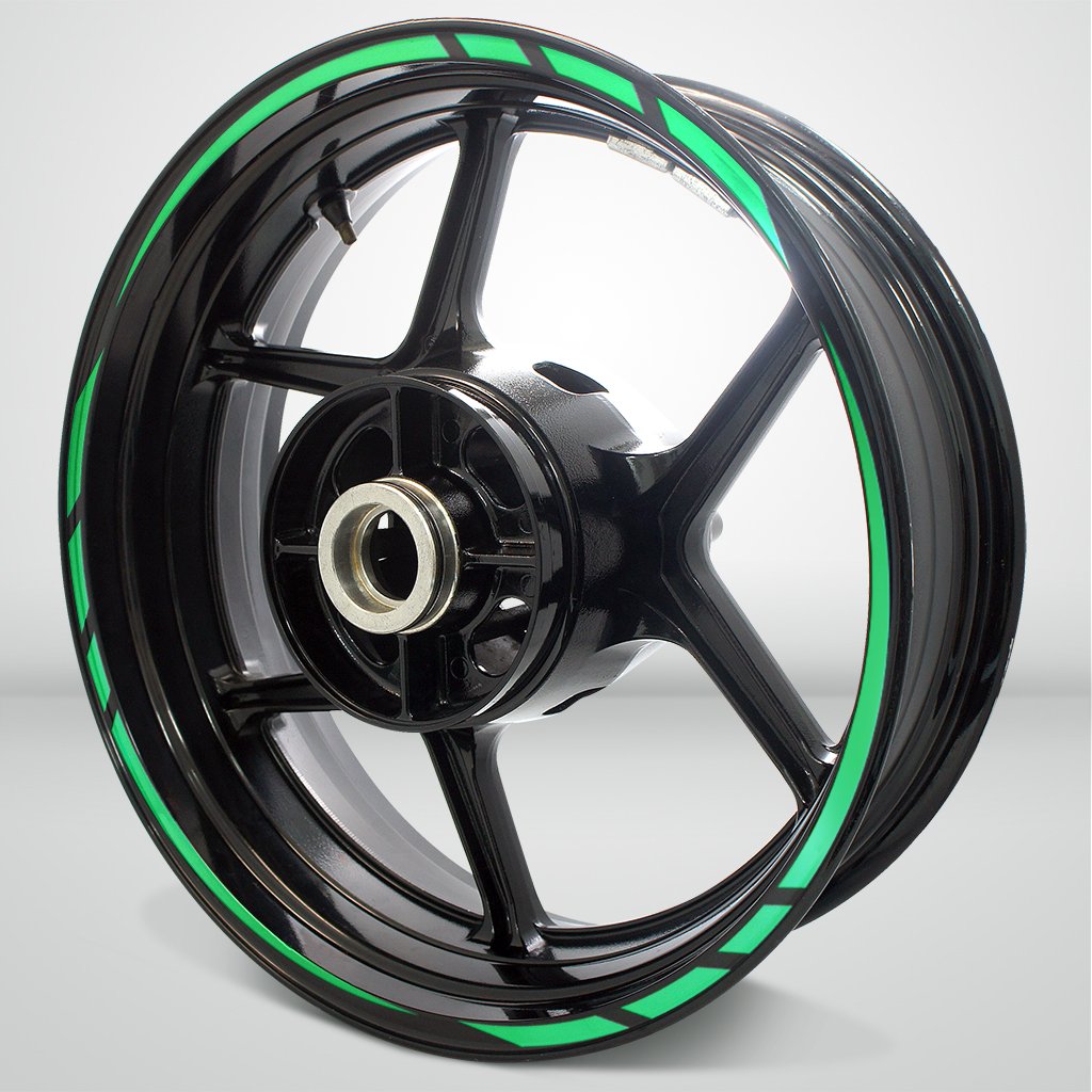 Reflective Green Vinyl Rim Liner Stripe for Kawasaki Ninja 300 - High Visibility Decal for Motorcycle Wheels - Perfect for Night Riding & Safety Enhancement